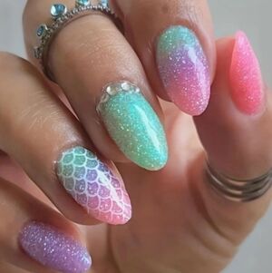 🔥3/$21 Colorful Mermaid Press On Nails